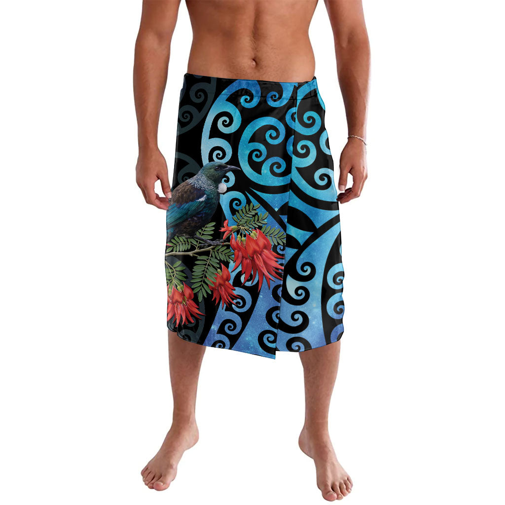 Tui Bird Kakabeak New Zealand Lavalava Clianthus Galaxy Maori Koru Pattern LT22 Blue - Polynesian Pride