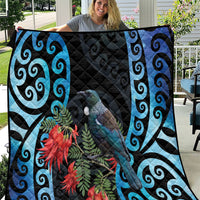 Tui Bird Kakabeak New Zealand Quilt Clianthus Galaxy Maori Koru Pattern LT22 Blue - Polynesian Pride