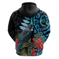 Tui Bird Kakabeak New Zealand Zip Hoodie Clianthus Galaxy Maori Koru Pattern LT22 - Polynesian Pride