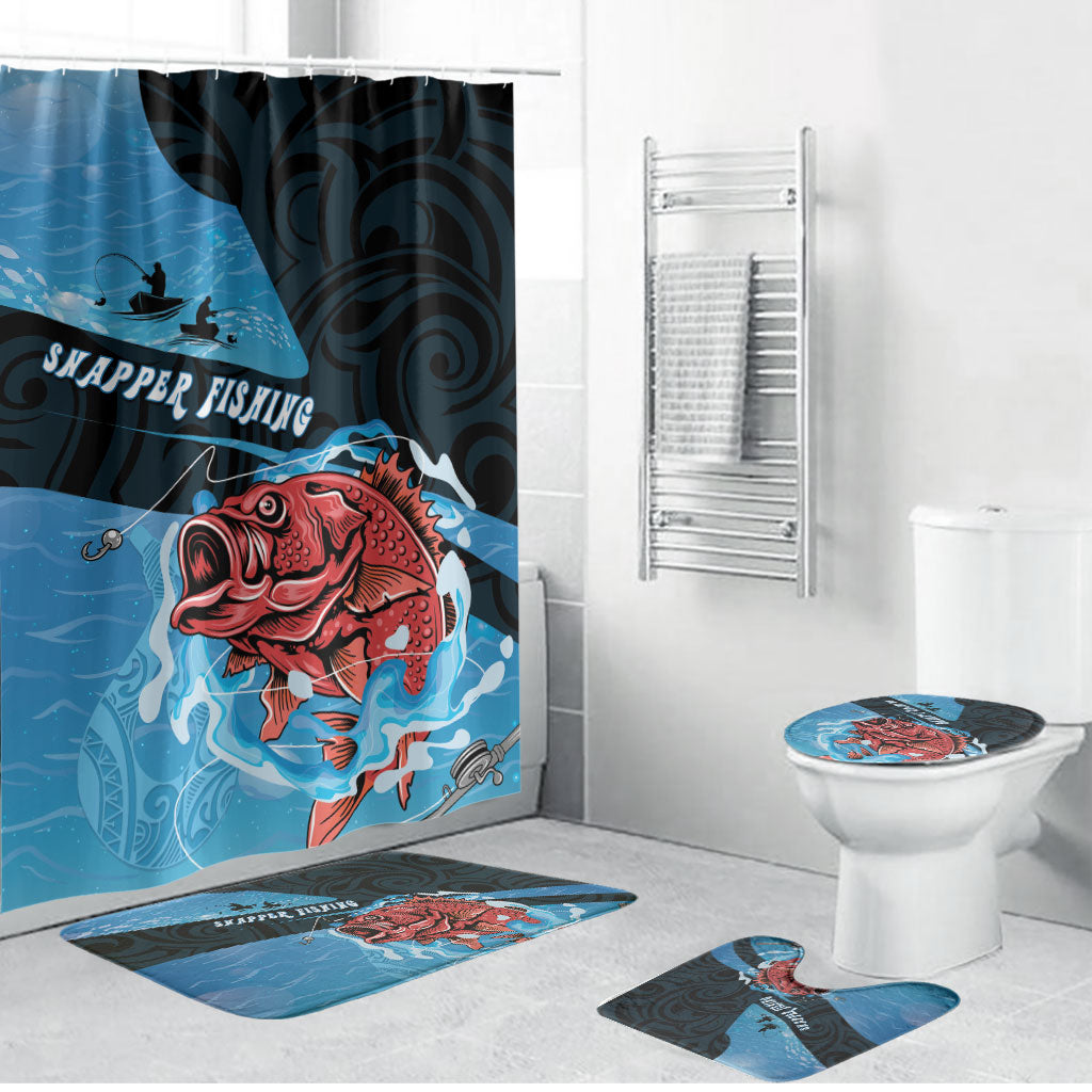 Snapper Fishing New Zealand Bathroom Set Tamure Fish Hook Maori Pattern