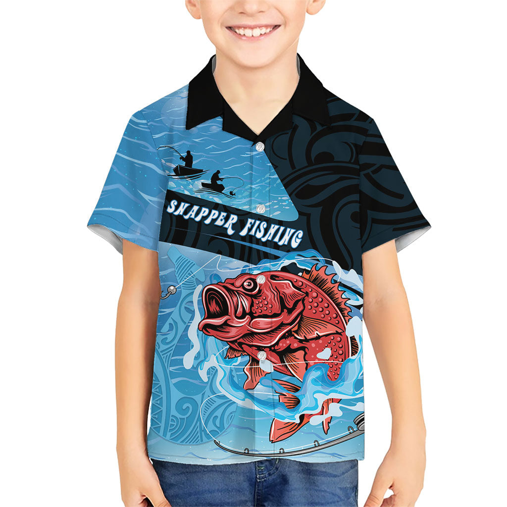 Personalised Snapper Fishing New Zealand Family Matching Long Sleeve Bodycon Dress and Hawaiian Shirt Tamure Fish Hook Maori Pattern