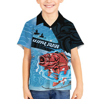 Personalised Snapper Fishing New Zealand Family Matching Summer Maxi Dress and Hawaiian Shirt Tamure Fish Hook Maori Pattern