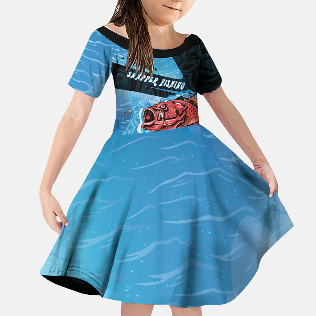 Personalised Snapper Fishing New Zealand Family Matching Tank Maxi Dress and Hawaiian Shirt Tamure Fish Hook Maori Pattern
