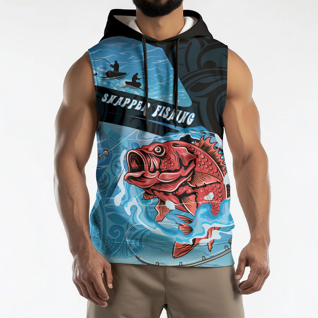 Personalised Snapper Fishing New Zealand Sleeveless Hoodie Tamure Fish Hook Maori Pattern LT22 - Polynesian Pride
