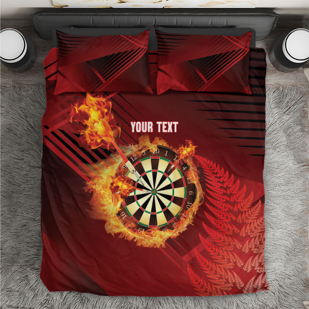 Personalised Darts New Zealand Bedding Set Silver Fern Red Color LT22 Red - Polynesian Pride