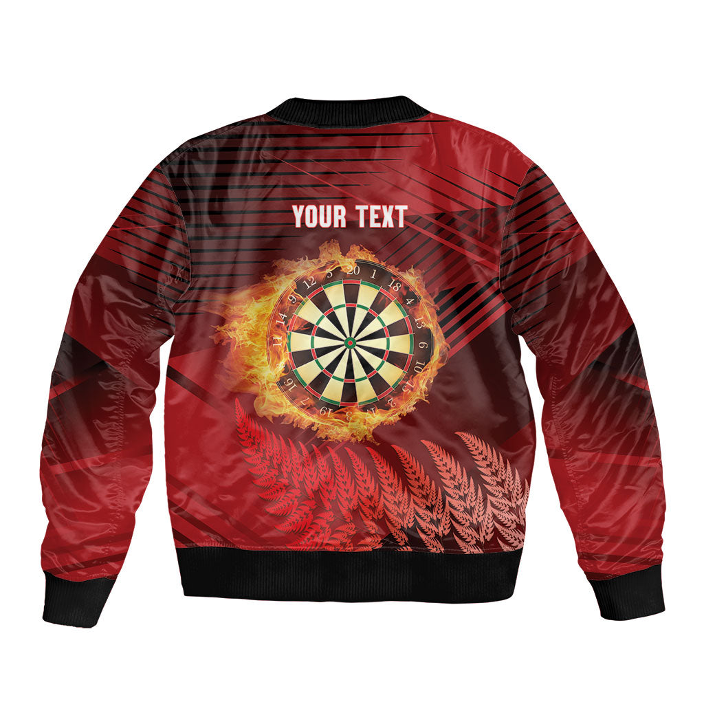 Personalised Darts New Zealand Bomber Jacket Silver Fern Red Color LT22 - Polynesian Pride