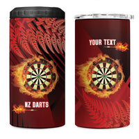 Personalised Darts New Zealand 4 in 1 Can Cooler Tumbler Silver Fern Red Color