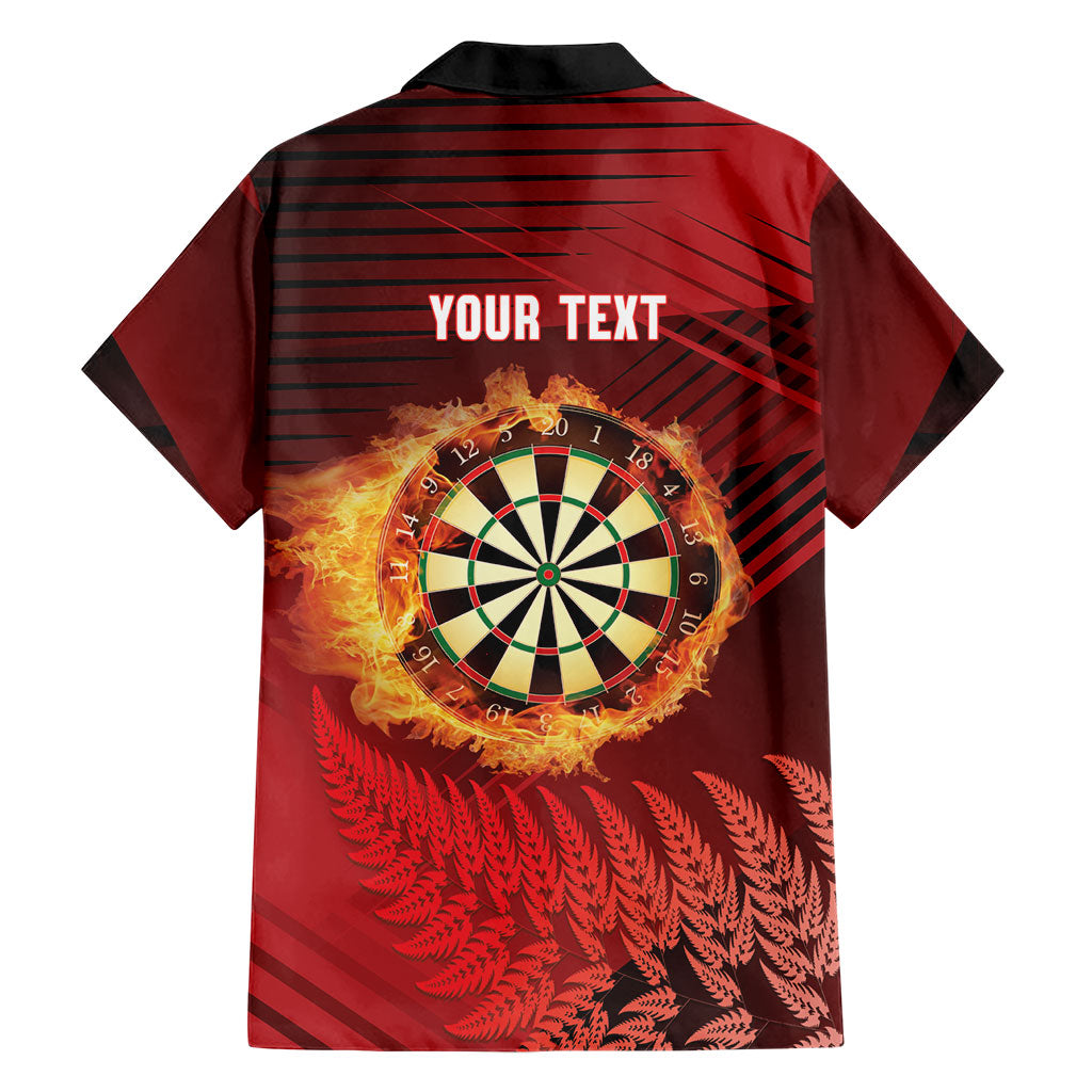 Personalised Darts New Zealand Family Matching Long Sleeve Bodycon Dress and Hawaiian Shirt Silver Fern Red Color