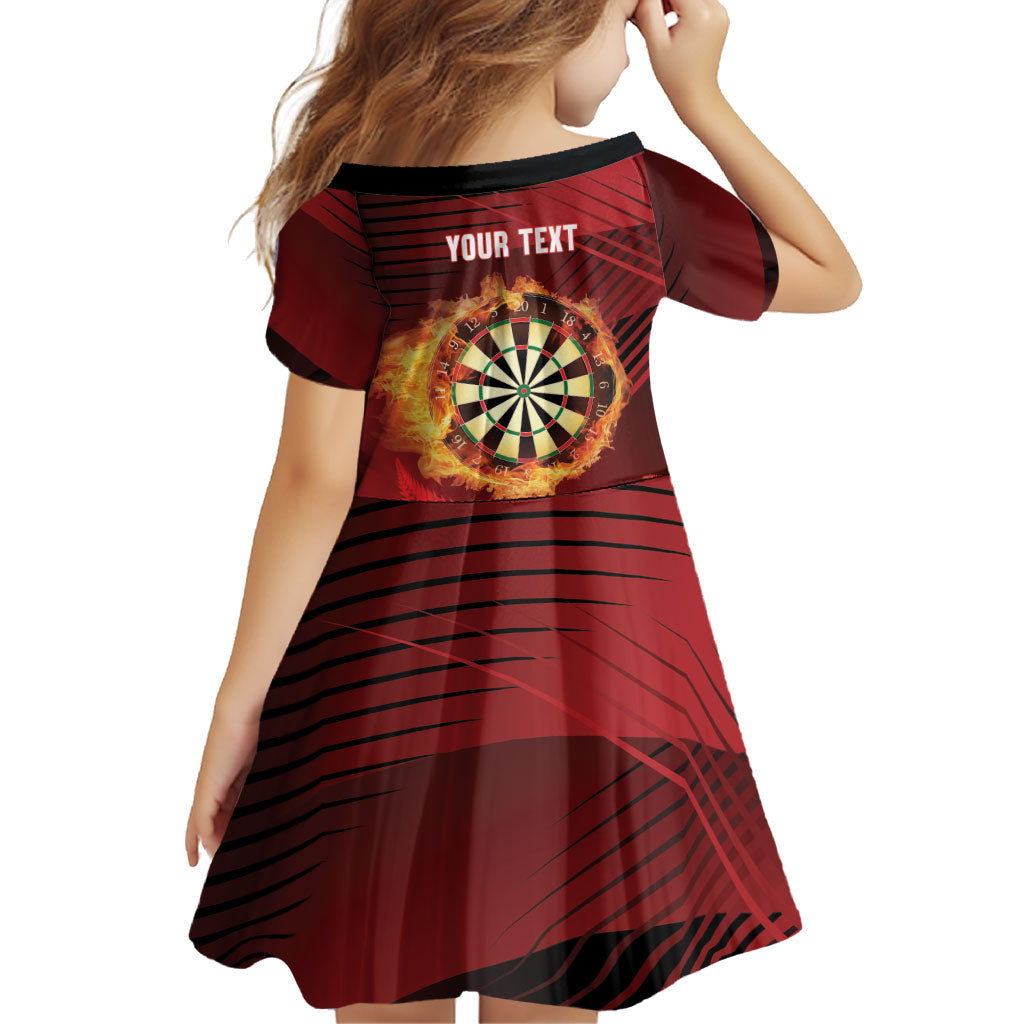 Personalised Darts New Zealand Family Matching Summer Maxi Dress and Hawaiian Shirt Silver Fern Red Color