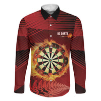 Personalised Darts New Zealand Family Matching Tank Maxi Dress and Hawaiian Shirt Silver Fern Red Color