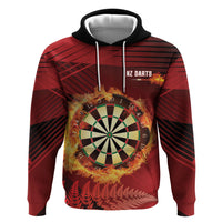 Personalised Darts New Zealand Hoodie Silver Fern Red Color LT22 Pullover Hoodie Red - Polynesian Pride
