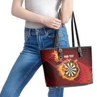 Personalised Darts New Zealand Leather Tote Bag Silver Fern Red Color LT22 - Polynesian Pride
