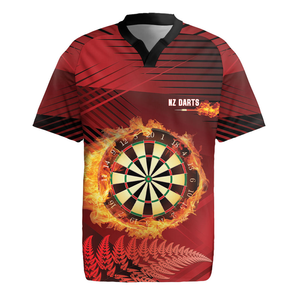 Personalised Darts New Zealand Rugby Jersey Silver Fern Red Color LT22 Red - Polynesian Pride