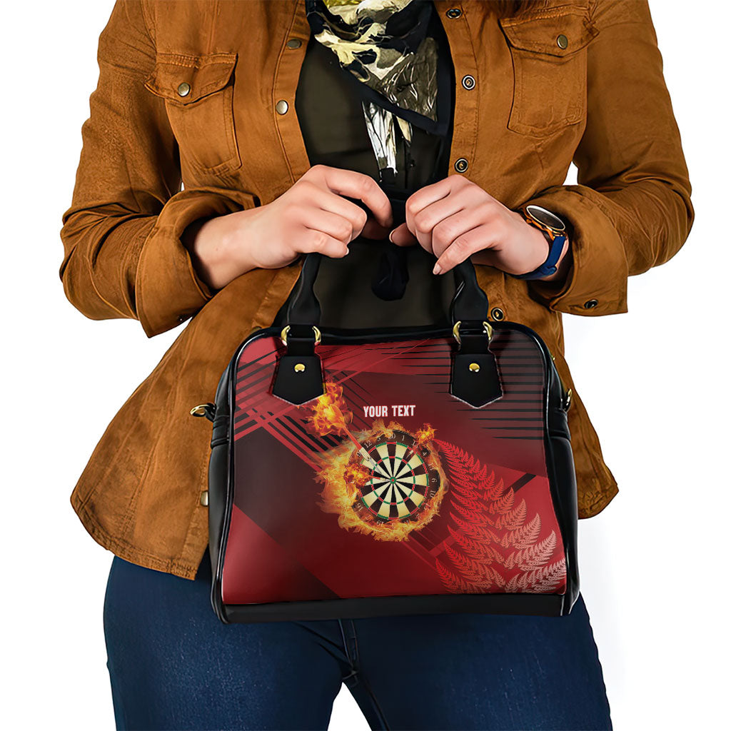 Personalised Darts New Zealand Shoulder Handbag Silver Fern Red Color LT22 - Polynesian Pride