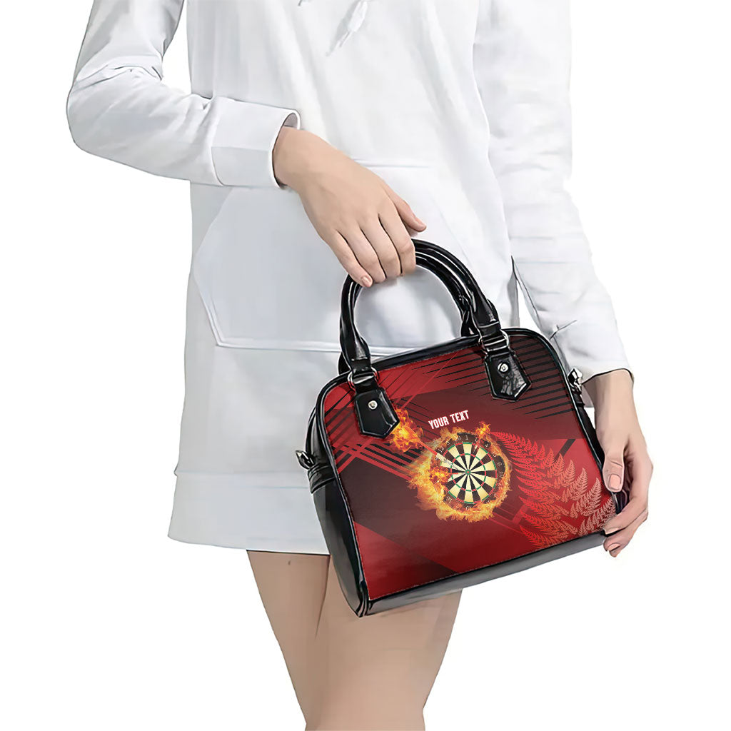 Personalised Darts New Zealand Shoulder Handbag Silver Fern Red Color LT22 - Polynesian Pride