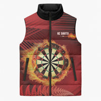 Personalised Darts New Zealand Sleeveless Puffer Jacket Silver Fern Red Color LT22 Unisex Red - Polynesian Pride