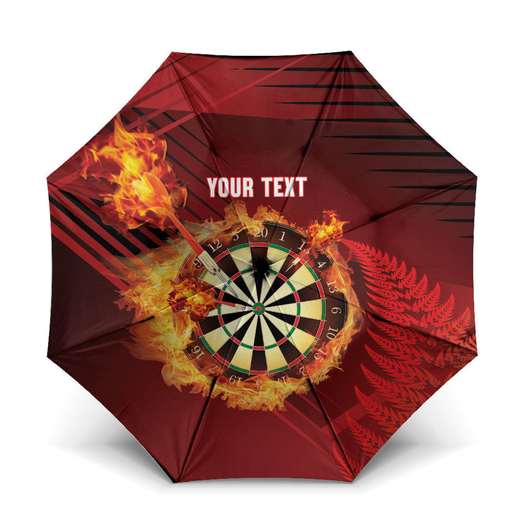 Personalised Darts New Zealand Umbrella Silver Fern Red Color