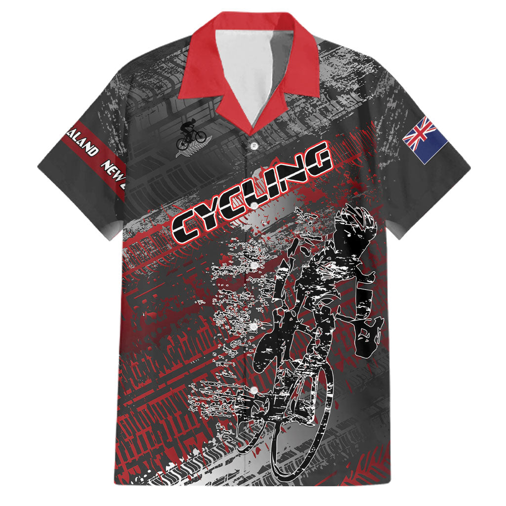 Personalised Cycling New Zealand Family Matching Mermaid Dress and Hawaiian Shirt Aotearoa Pride Sportswear LT22 Dad's Shirt - Short Sleeve Red - Polynesian Pride