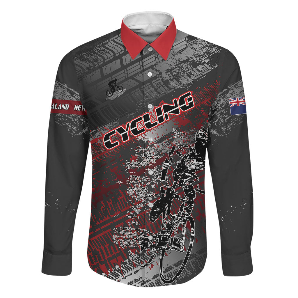 Personalised Cycling New Zealand Family Matching Tank Maxi Dress and Hawaiian Shirt Aotearoa Pride Sportswear LT22 Dad's Shirt - Long Sleeve Red - Polynesian Pride