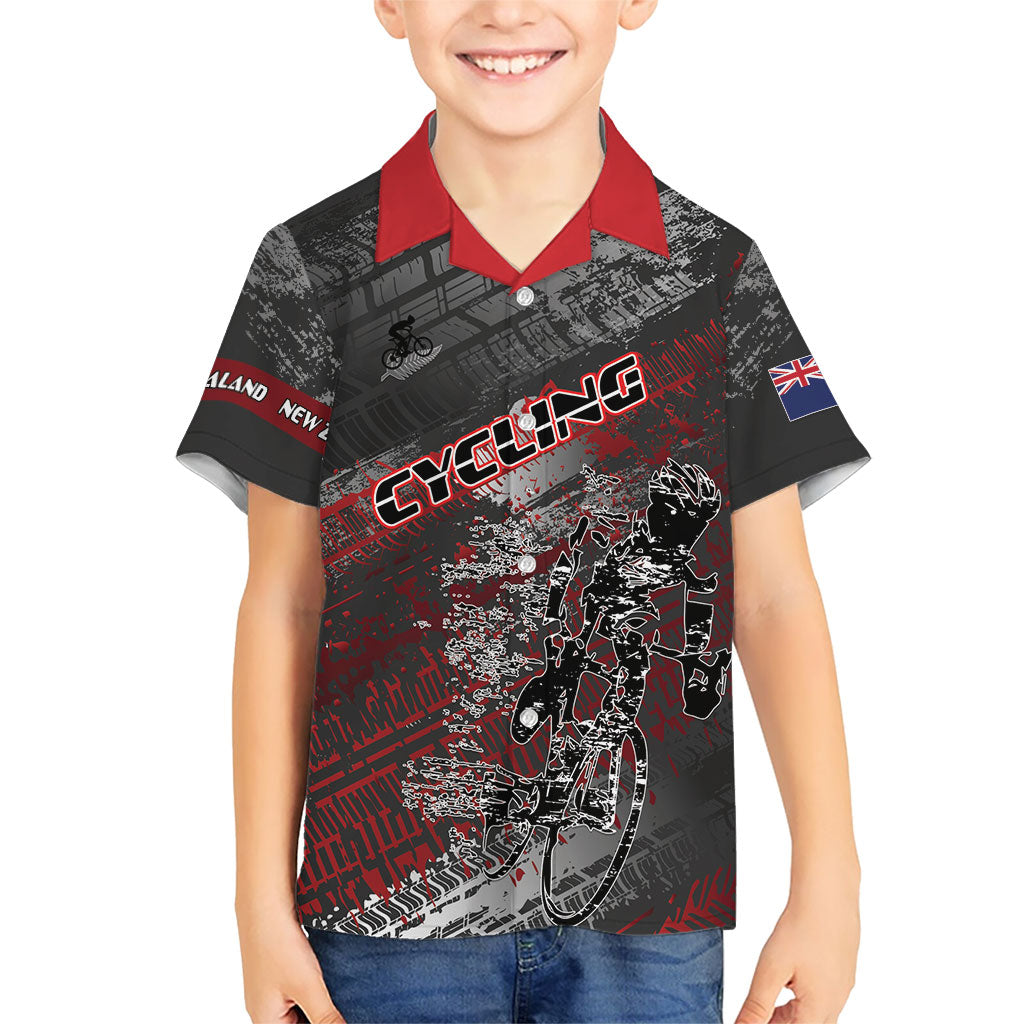 Personalised Cycling New Zealand Family Matching Tank Maxi Dress and Hawaiian Shirt Aotearoa Pride Sportswear LT22 Son's Shirt Red - Polynesian Pride