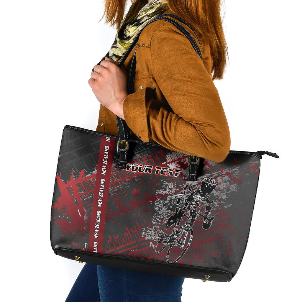 Personalised Cycling New Zealand Leather Tote Bag Aotearoa Pride Sportswear LT22 Red - Polynesian Pride