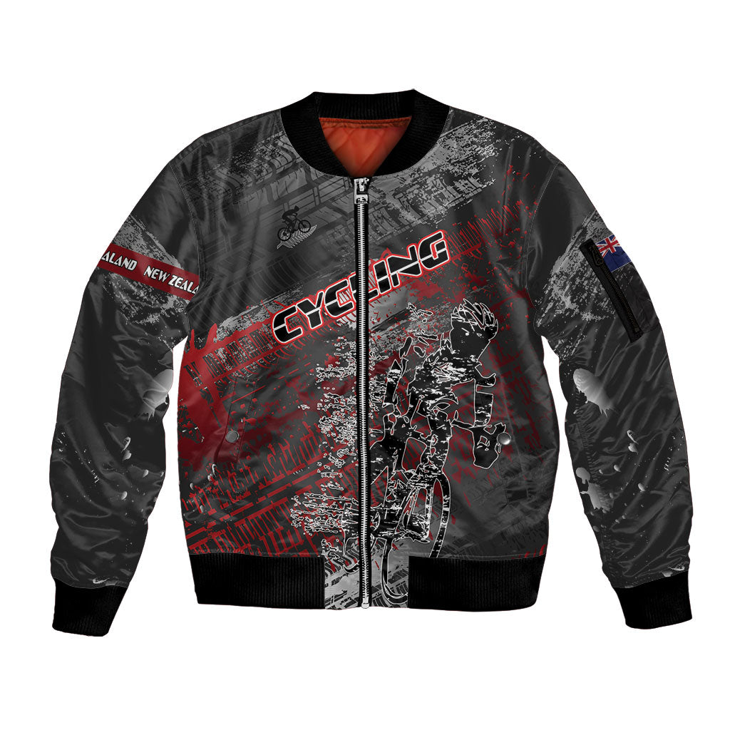 Personalised Cycling New Zealand Sleeve Zip Bomber Jacket Aotearoa Pride Sportswear LT22 Unisex Red - Polynesian Pride