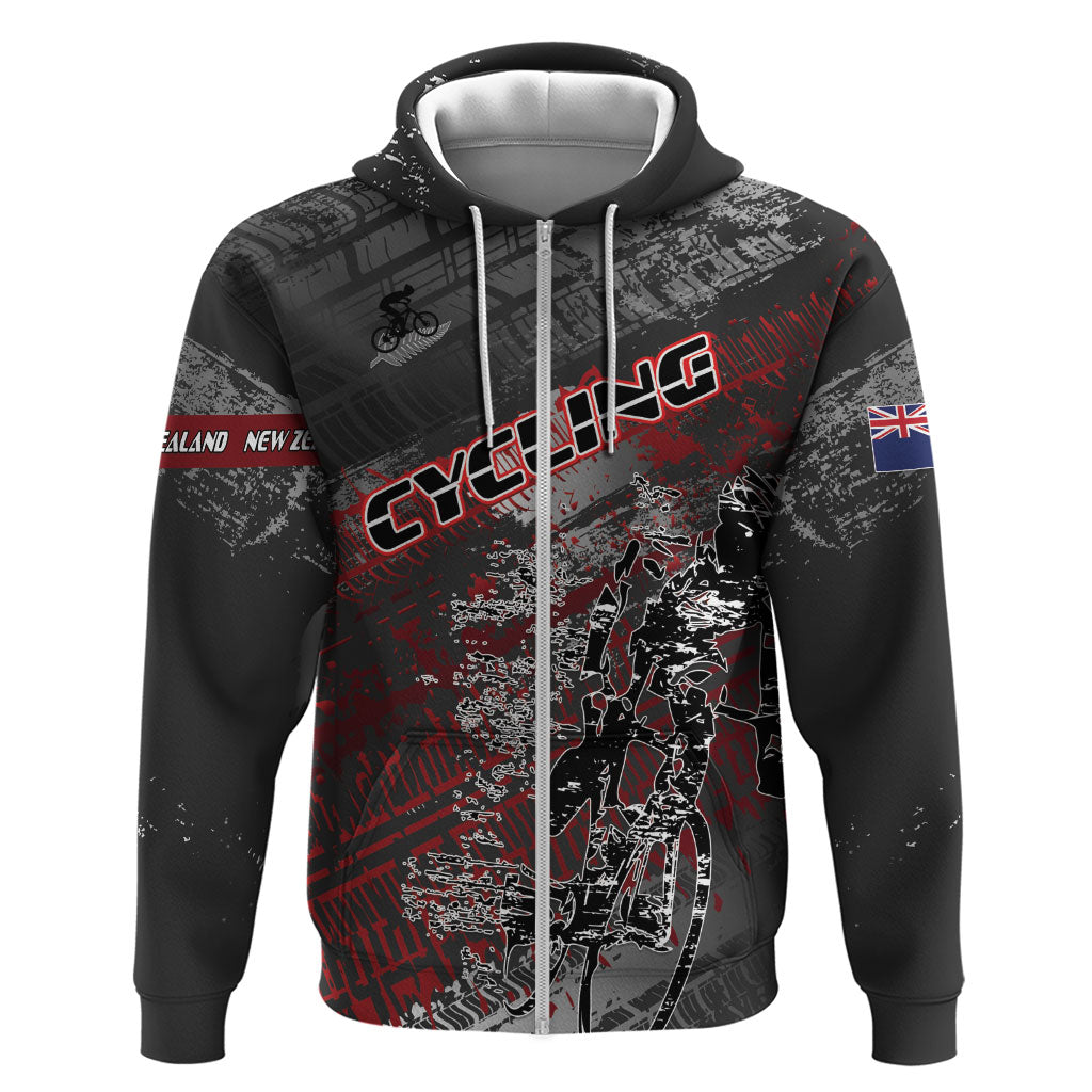 Personalised Cycling New Zealand Zip Hoodie Aotearoa Pride Sportswear LT22 Zip Hoodie Red - Polynesian Pride