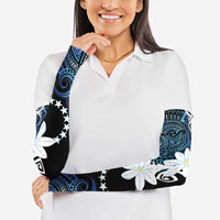 Cook Islands Maori Language Week Arm Sleeves Tiare Maori Kuki Airani Blue Pattern