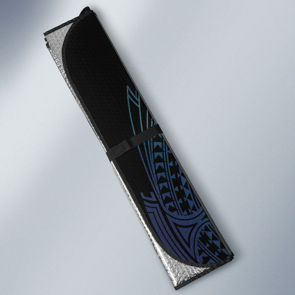 Cook Islands Maori Language Week Auto Sun Shade Tiare Maori Kuki Airani Blue Pattern