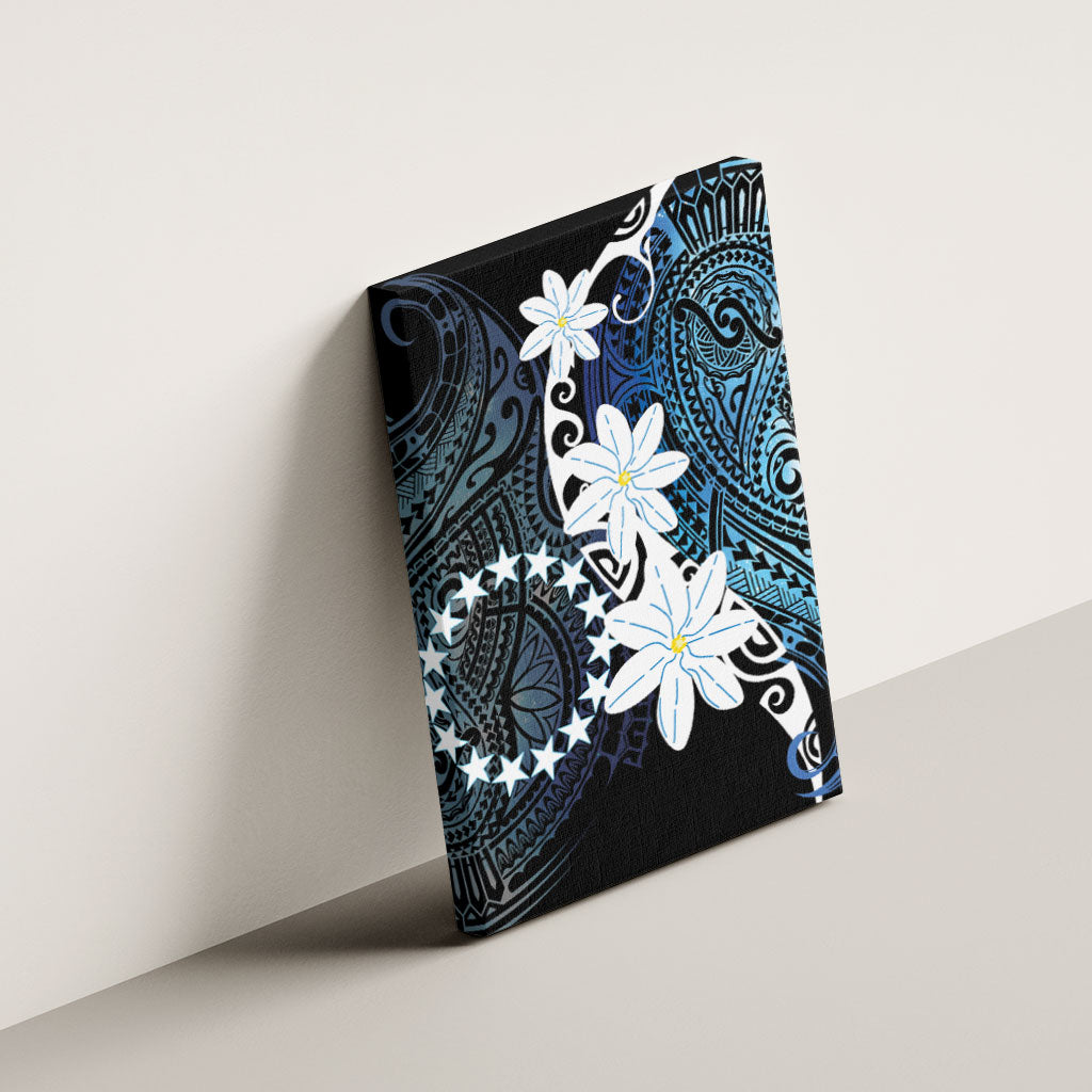 Cook Islands Maori Language Week Canvas Wall Art Tiare Maori Kuki Airani Blue Pattern