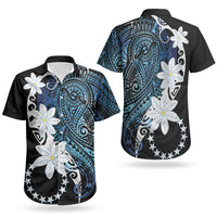 Cook Islands Maori Language Week Couples Matching Tank Maxi Dress and Hawaiian Shirt Tiare Maori Kuki Airani Blue Pattern