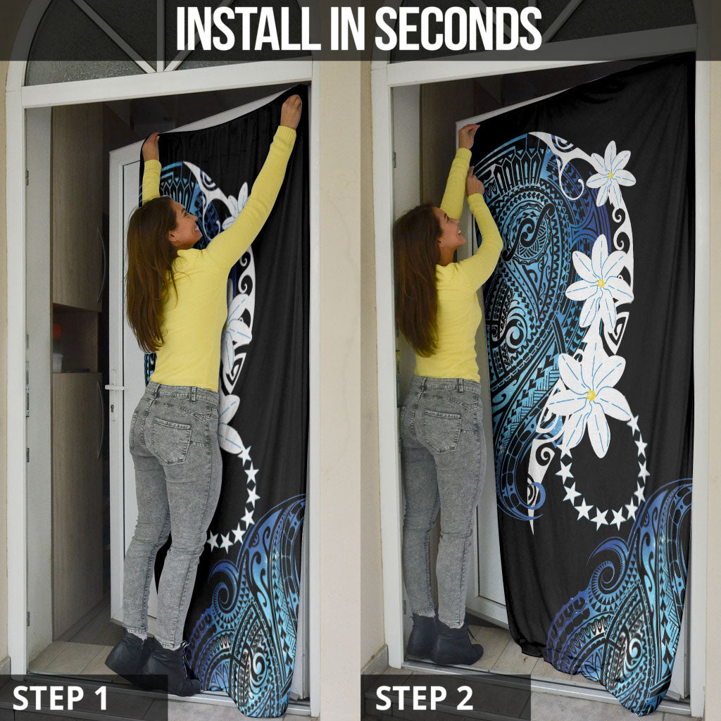 Cook Islands Maori Language Week Door Cover Tiare Maori Kuki Airani Blue Pattern