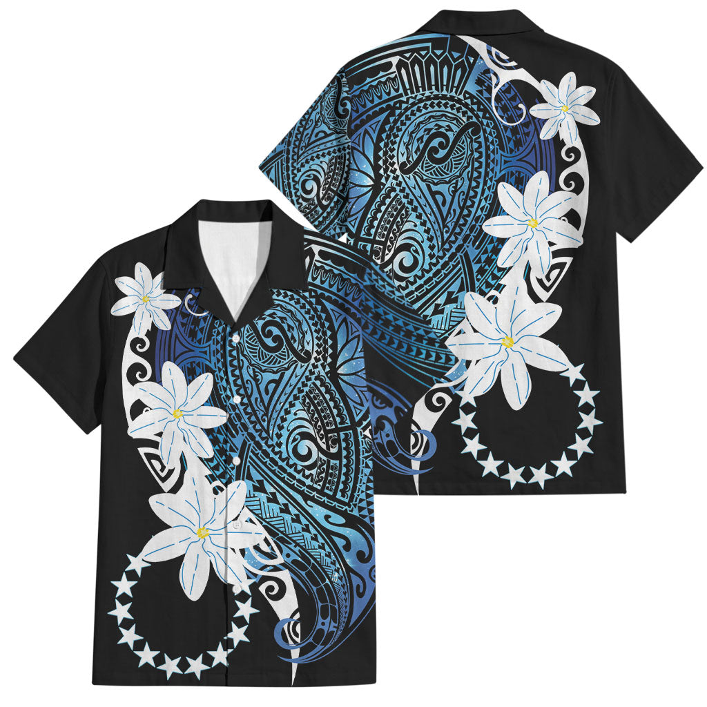 Cook Islands Maori Language Week Family Matching Long Sleeve Bodycon Dress and Hawaiian Shirt Tiare Maori Kuki Airani Blue Pattern
