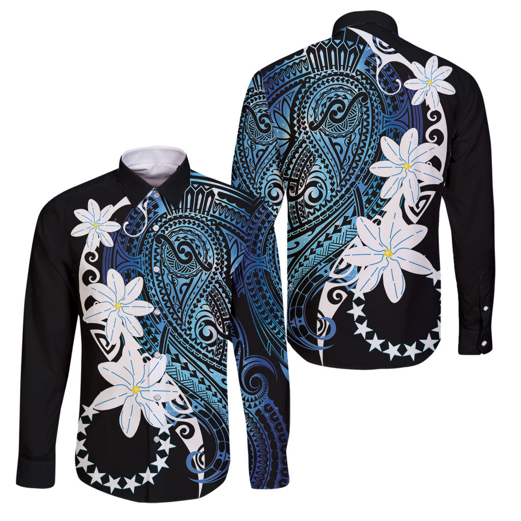 Cook Islands Maori Language Week Family Matching Off Shoulder Short Dress and Hawaiian Shirt Tiare Maori Kuki Airani Blue Pattern