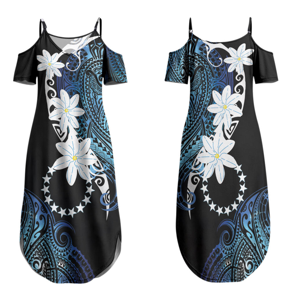 Cook Islands Maori Language Week Family Matching Summer Maxi Dress and Hawaiian Shirt Tiare Maori Kuki Airani Blue Pattern