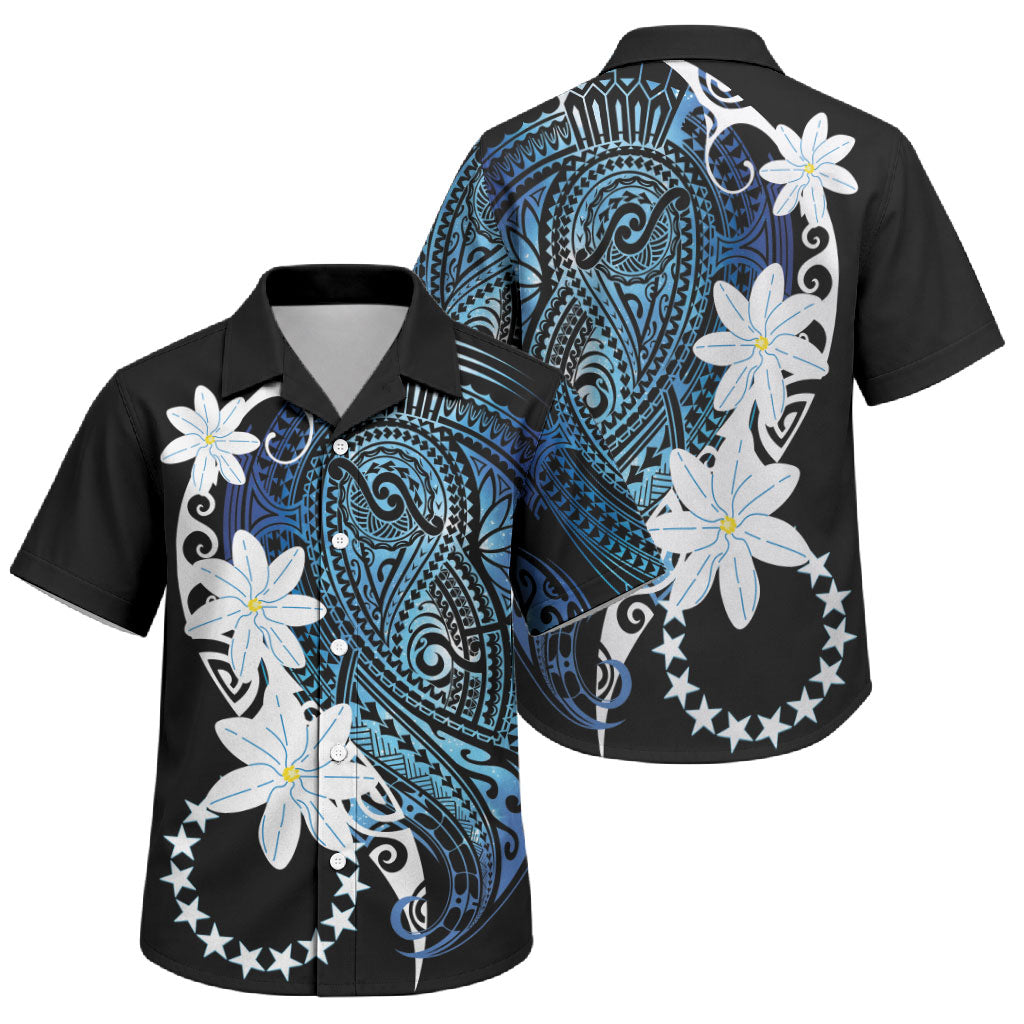 Cook Islands Maori Language Week Family Matching Summer Maxi Dress and Hawaiian Shirt Tiare Maori Kuki Airani Blue Pattern