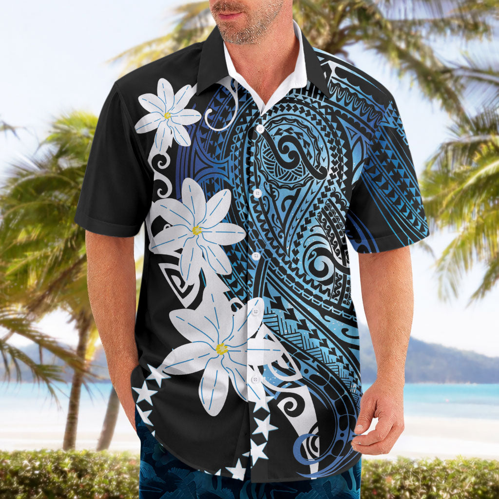 Cook Islands Maori Language Week Hawaiian Shirt Tiare Maori Kuki Airani Blue Pattern