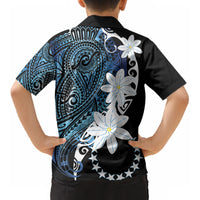 Cook Islands Maori Language Week Kid Hawaiian Shirt Tiare Maori Kuki Airani Blue Pattern