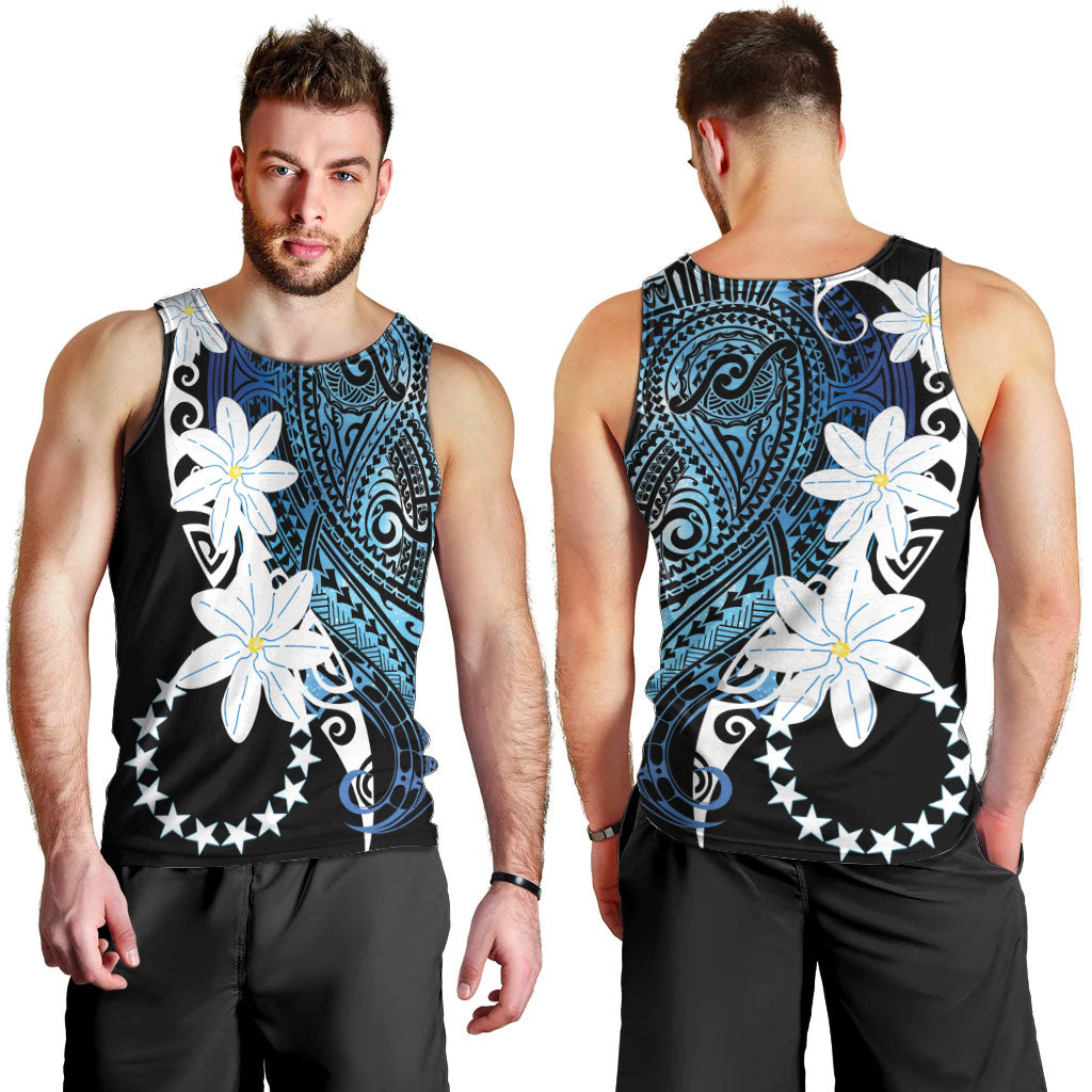 Cook Islands Maori Language Week Men Tank Top Tiare Maori Kuki Airani Blue Pattern