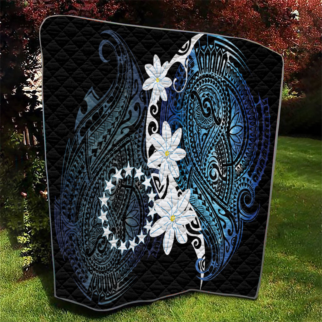 Cook Islands Maori Language Week Quilt Tiare Maori Kuki Airani Blue Pattern