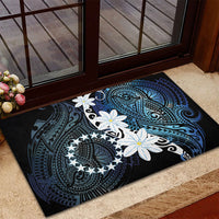 Cook Islands Maori Language Week Rubber Doormat Tiare Maori Kuki Airani Blue Pattern