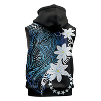 Cook Islands Maori Language Week Sleeveless Zip Hoodie Tiare Maori Kuki Airani Blue Pattern LT22 - Polynesian Pride