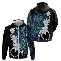 Cook Islands Maori Language Week Zip Hoodie Tiare Maori Kuki Airani Blue Pattern