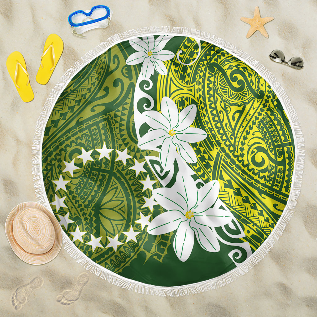 Cook Islands Maori Language Week Beach Blanket Tiare Maori Kuki Airani Green Pattern