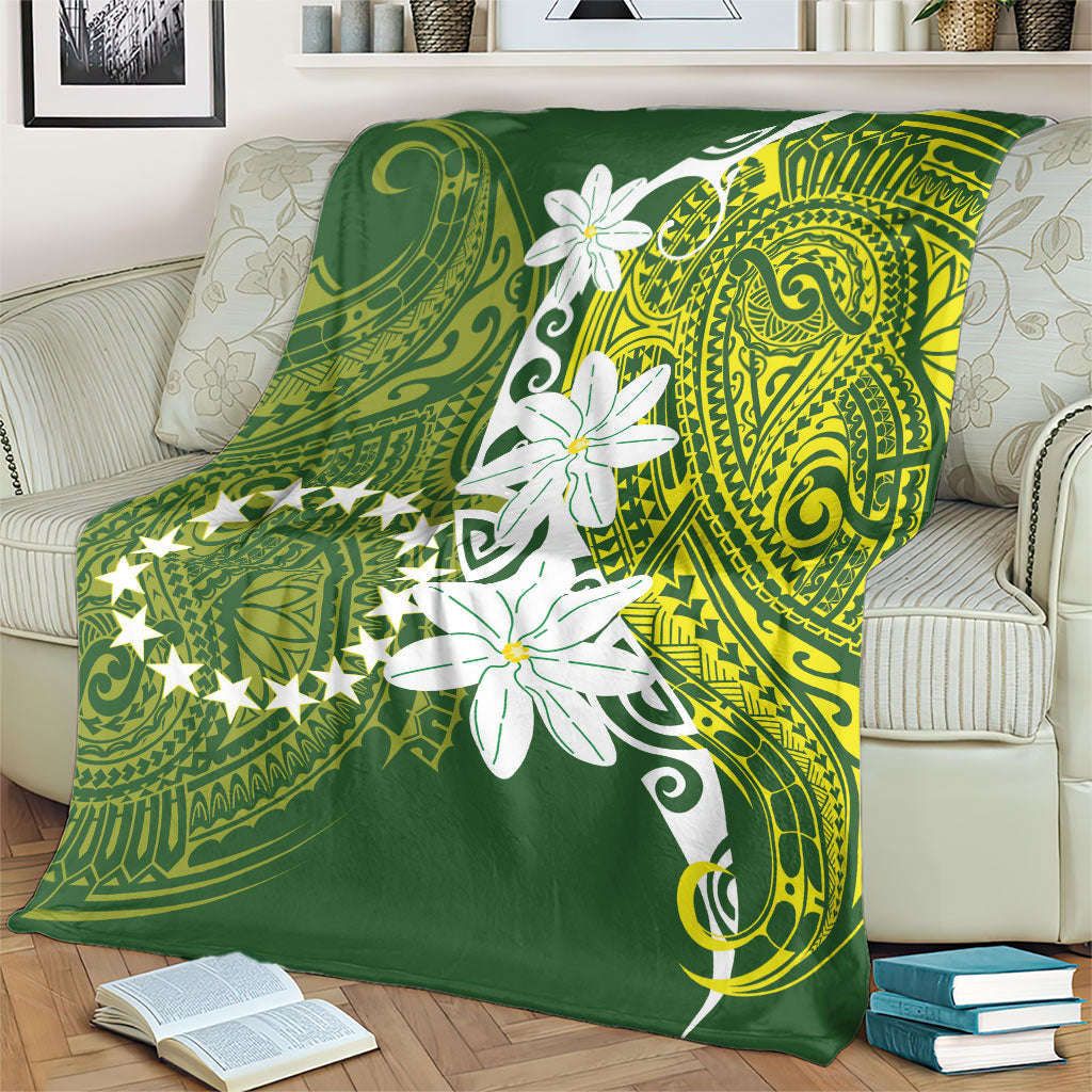 Cook Islands Maori Language Week Blanket Tiare Maori Kuki Airani Green Pattern
