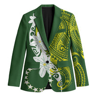 Cook Islands Maori Language Week Blazer Tiare Maori Kuki Airani Green Pattern