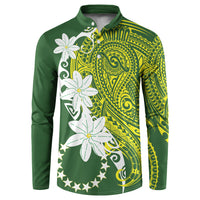 Cook Islands Maori Language Week Button Sweatshirt Tiare Maori Kuki Airani Green Pattern