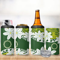 Cook Islands Maori Language Week 4 in 1 Can Cooler Tumbler Tiare Maori Kuki Airani Green Pattern