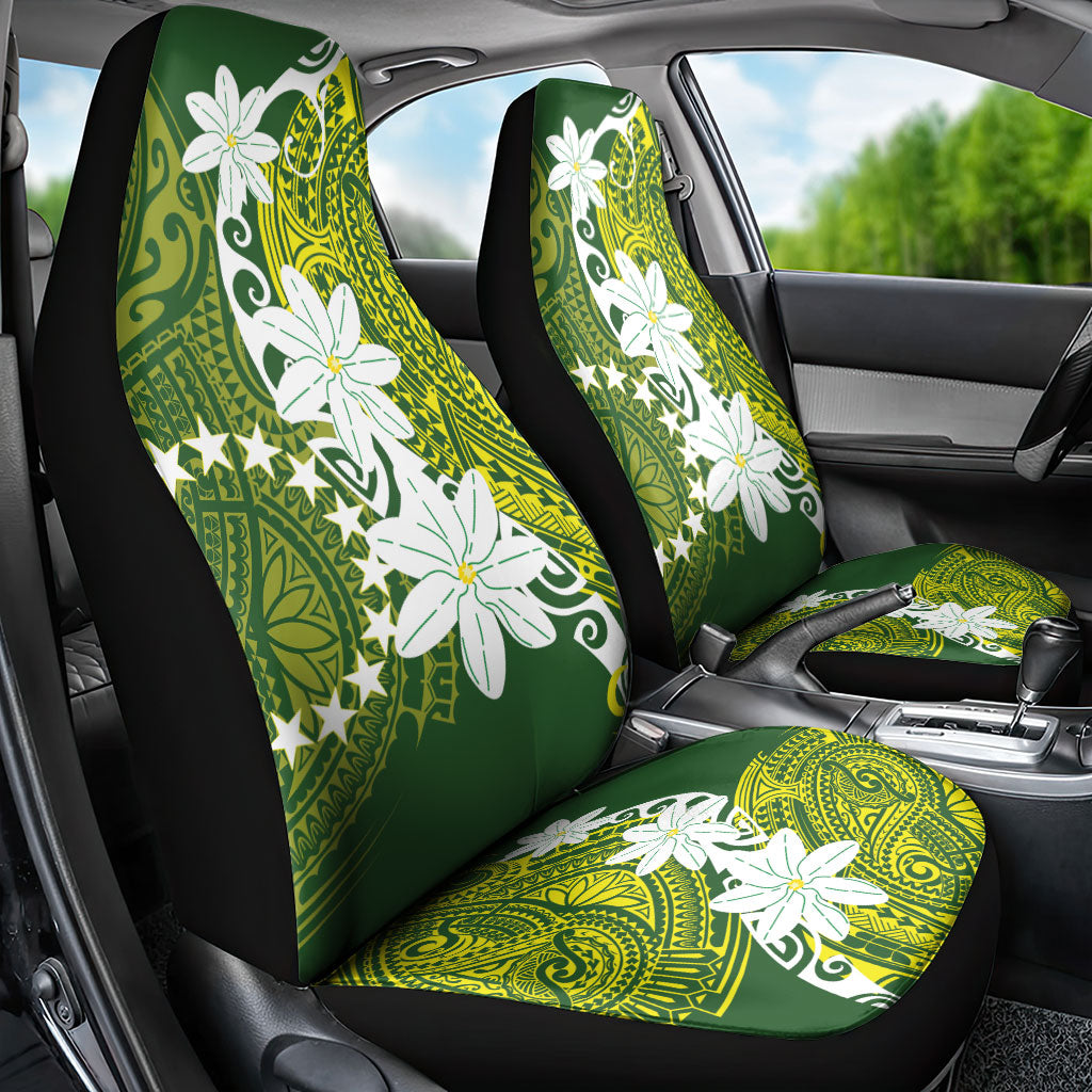 Cook Islands Maori Language Week Car Seat Cover Tiare Maori Kuki Airani Green Pattern