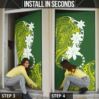 Cook Islands Maori Language Week Door Cover Tiare Maori Kuki Airani Green Pattern